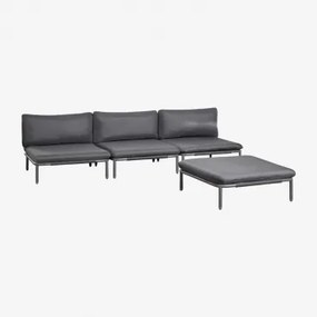 Modułowa Sofa Ogrodowa 3-częściowa Z Pufą Ze Stali Roubly Grafitowa Szarość - Sklum
