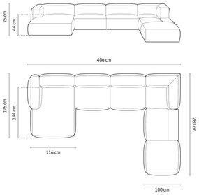 Ciemnoniebieski narożnik modułowy (prawostronny/w kształcie litery U) Martina – Micadoni Home