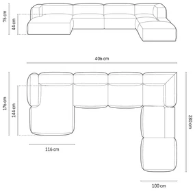 Beżowokremowy narożnik modułowy z materiału bouclé (prawostronny/w kształcie litery U) Martina – Micadoni Home
