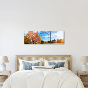 Obraz - Jesienny krajobraz (z zegarem) (90x30 cm)