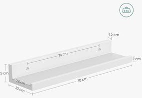 Zestaw 3 półek biały z rantem, wisząca, wiszące - LWS38WT