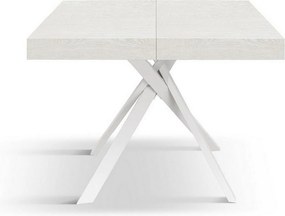 Biały stół z drewna jesionowego, białe metalowe nogi 95x90-145x90cm - FORTE DEI MARMI