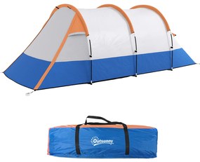 Outsunny Namiot kempingowy dla 3 osób, z haczykiem na latarnię, trzema wejściami, wodoodporny, Pomarańczowy