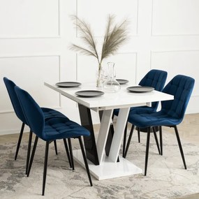 Krzesło Tapicerowane do Jadalni LUCKY Granatowe Welurowe Nowoczesne Loft