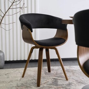 Krzesło Tapicerowane z Drewna Giętego Do Jadalni OHIO 2 Czarne Welurowe Nowoczesne Loft