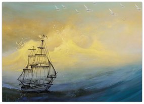 Obraz - Obraz statku ma morzu (70x50 cm)