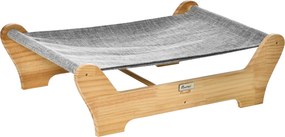 PawHut Legowisko dla Zwierząt 2-poziomowe Pralne Sosna Jasnoszary Biały 68x43x20cm | Aosom PL