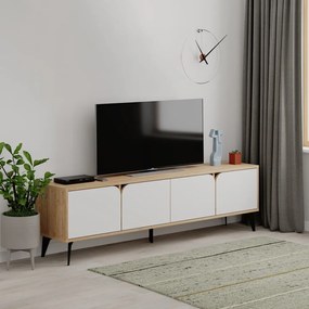 Biała szafka pod TV w dekorze dębu 180x51 cm Nola – Marckeric