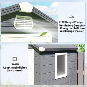 Outsunny schowek, 1,1 m², domek ogrodowy z dwuspadowym dachem, 133 x 102 x 180/208 cm