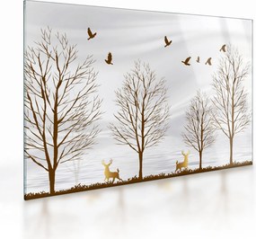 Obraz na szkle - Jeleń przed rzeką (70x50 cm)