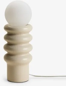 Lampa Stołowa 35 Cm Z Ceramiki Z Kulą Kryształową Kryx Kremowa Tapioca - Sklum