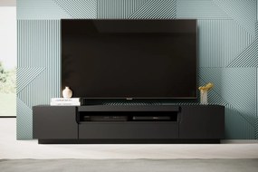 Szafka RTV Loftia 200 cm dwudrzwiowa z wnęką - czarny / czarny mat
