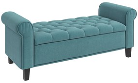 HOMCOM Ławka tapicerowana aksamitem do sypialni i korytarza z miejscem do przechowywania Elegancka zieleń | Aosom PL