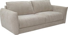 Kanapa 3-osobowa typu typu express z beżowej tkaniny teksturowanej - Powierzchnia spania 140 cm - Materac 13 cm memory foam GABRIZA
