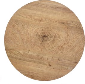 Stolik kawowy okrągły Liviano 80 cm z metalowymi nogami - dąb naturalny / czarny