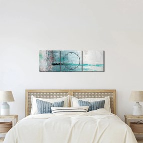 Obraz - Abstrakcyjny obraz olejny (z zegarem) (90x30 cm)