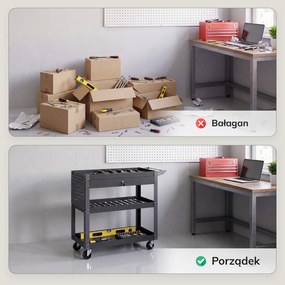 Wózek narzędziowy, warsztatowy na kółkach Fred z szufladą, kolor antracyt