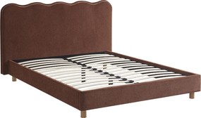 Łóżko Tapicerowane 160x200 cm IZMIR ze Stelażem Dwuosobowe Rude