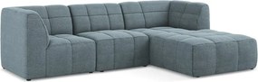 Niebieski narożnik z materiału bouclé (prawostronny/z szezlongiem) Aloha – Makamii