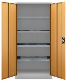 Szafa na chemikalia MARIA, 900 x 1850 x 400 mm, szaro-żółta