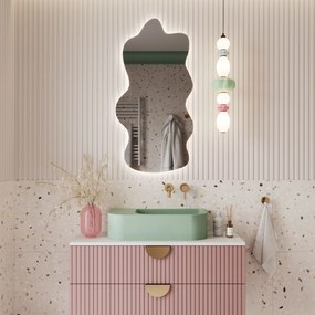 Lustro dekoracyjne w kształcie chmurki oszlifowane podświetlane CLOUD LED | Różne rozmiary : Kolor tafli szkła - Grafit, Rozmiar - 60 x 80 cm