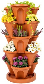 4Home Kaskada kwiatowa 5-częściowa, terakota, 5 pięter