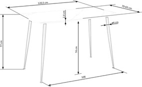 Stół Siena 120x70 cm – Nowoczesny Stół z Białym Blatem Marmurowym z MDF lakierowanego i Stylowymi Czarnymi Nogami do Jadalni