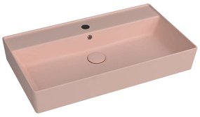 Umywalka ceramiczna nablatowa / wisząca różowa z półką i otworem na baterie 80 x 45 cm LERA pink