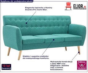 3-osobowa zielona sofa pikowana - Lilia