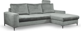 Masseno Narożnik GRIFO z funkcją spania i pojemnikiem na pościel Narozniki L, Rozkładana sofa - Szary, VELLUTO GREY 16