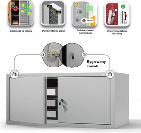 Nadstawka na szafę EWA Compact 800 x 380 x 400 mm, szara