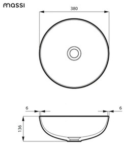 Umywalka ceramiczna nablatowa okrągła szara 38 cm MOLIS GREY