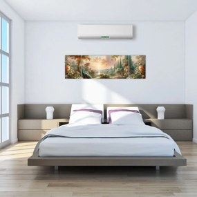 Obraz - Pawie w ogrodzie (170x50 cm)