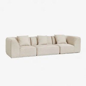 Modułowa Sofa 3-częściowa Z Tkaniny Bouclé Cardea Tkanina Bouclé W Kolorze Kremowo-beżowym - Sklum