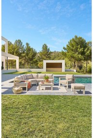 Narożny zestaw aluminiowy VANCOUVER dla 7 osób (kość słoniowa)