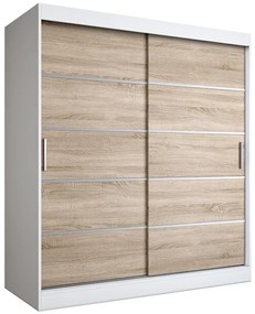 Szafa przesuwna biel + dąb sonoma 180 cm - Bohosa 5X