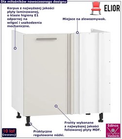 Narożna szafka pod zlewozmywak kaszmirowa L9-C71