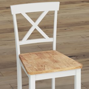 HOMCOM Zestaw 2 stołków barowych z oparciem i podnóżkiem, drewno kauczukowe, do kuchni, jadalni, baru, Dąb+Biały