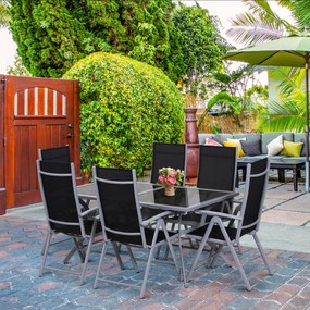 Outsunny 7-częściowy zestaw mebli ogrodowych aluminiowy stół i krzesła do ogrodu tarasu | Aosom PL