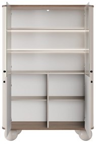 Witryna Vesper 103 cm czterodrzwiowa - kaszmir / orzech / czarne uchwyty / nogi kule