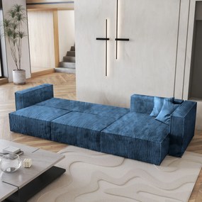 Masseno Narożnik TOLMO z funkcją spania i pojemnikiem na pościel Narozniki L, Rozkładana sofa - Niebieski, POSO 05