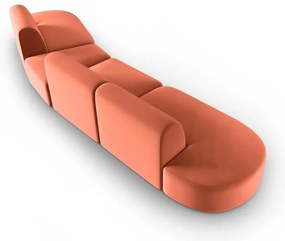 Różowa aksamitna sofa prawostronna 428 cm Paolo – Milo Casa