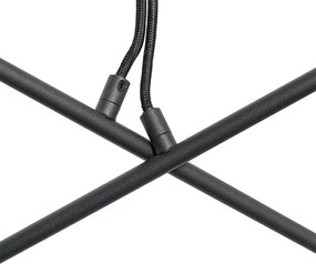 Lampa wisząca czarna z mosiądzem i przydymionym szkłem 6-świateł - Vidro