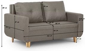 Sofa kanapa 2 os z funkcją spania DORO Jasny brąz