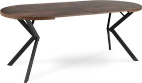 Stół Okrągły Rozkładany LUGO 90-190 cm Dąb Rustykalny/Czarny Loft