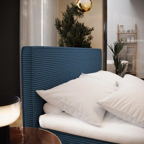 Masseno Łóżko kontynentalne PELLIO z pojemnikiem na pościel 160x200 cm - Niebieski, POSO 05