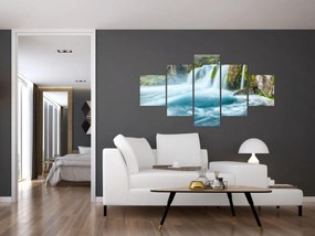 Obraz - Skały z wodospadami (125x70 cm)