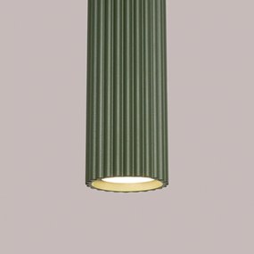 Lampa wisząca KARBON 3L zielona oliwka ryflowana SOLLUX  LIGHTING