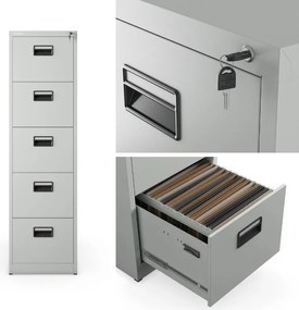 Metalowa szafka kartotekowa 46x62x163 cm Sara V005 szara