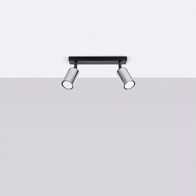 Plafony nowoczesny Glois, stal - 2 źródło światła 4000K - L.30 x H.18.5 cm - czarny/chrom